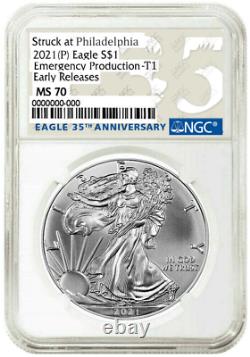 Presale 2021 (p) $1 American Silver Eagle Ngc Ms70 Emergency Early Releases