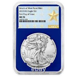 Presale 2023 (W) $1 American Silver Eagle 3pc Set NGC MS70 FDI West Point Star