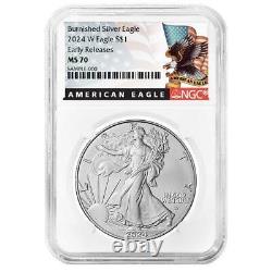 Presale 2024-W $1 1-oz Burnished American Silver Eagle NGC MS70 ER Black Label