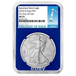 Presale 2024-W $1 1-oz Burnished American Silver Eagle NGC MS70 FDI First L