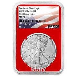 Presale 2024-W $1 1-oz Burnished American Silver Eagle NGC MS70 FDI Flag La