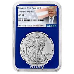 Presale 2024 (W) $1 American Silver Eagle 3pc Set NGC MS69 Trump Label Red Whi