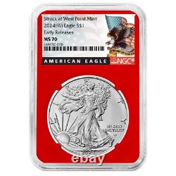 Presale 2024 (W) $1 American Silver Eagle 3pc Set NGC MS70 ER Black Label Red