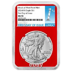 Presale 2024 (W) $1 American Silver Eagle 3pc Set NGC MS70 FDI First Label Red