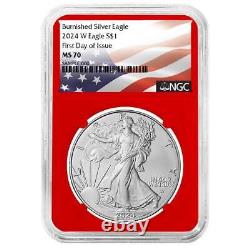 Presale 2024-W Burnished $1 American Silver Eagle NGC MS70 FDI Flag Label R