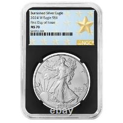 Presale 2024-W Burnished $1 American Silver Eagle NGC MS70 FDI West Point S