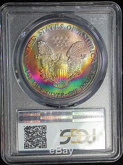 Pretty 1986 PCGS MS69 Superb Gem Rainbow Toned American Silver Eagle