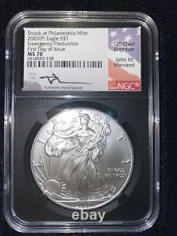 RARE Opportunity 2020 American Silver Eagle NGC MS70 Emergency Production FDI, P