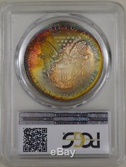 Rainbow Toned 2001 American Silver Eagle ASE- PCGS MS64