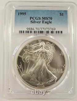 Rare! 1995-P American 1oz Silver Eagle Perfect MS70 PCGS Only 91 in Total