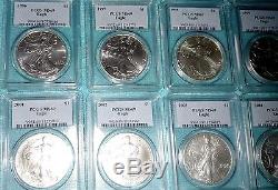 SET OF 20 1986-2005 American Silver Eagles NGC MS69.999 fine silver With PCGS BOX