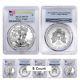 Sale Price-Lot of 5 2018 1 oz Silver American Eagle $1 Coin PCGS MS 70 FS Flag
