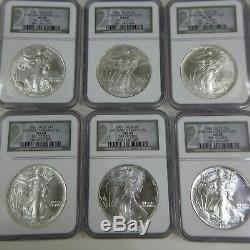 Set of 1986 2005 American Silver Eagles (20 Coins) Certified NGC MS 68
