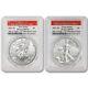Set of 2 2021-(S) 1 oz American Silver Eagle T1 & T2 PCGS MS-70 First Strike
