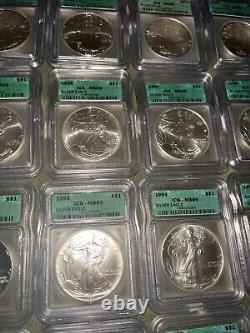 Set of 22 1986-2007 American Silver Eagle IGC MS69
