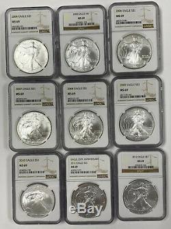 Silver American Eagle Set 33 Coins NGC MS69 1986-2018
