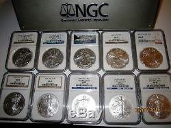 Silver American Eagle Set NGC (MS-69) 2 NGC Boxes 1986-2014 + Bonus