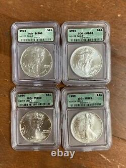 Silver American Eagle Set Of 18 1986-2003 ICG MS69