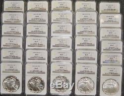 Silver Eagles 1986-2015 Complete 30-Coin American Eagle Graded Set NGC MS69