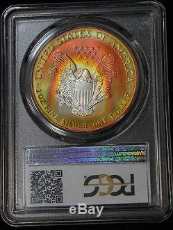 Spectacular 1998 PCGS MS68 Superb Gem Rainbow Toned American Silver Eagle